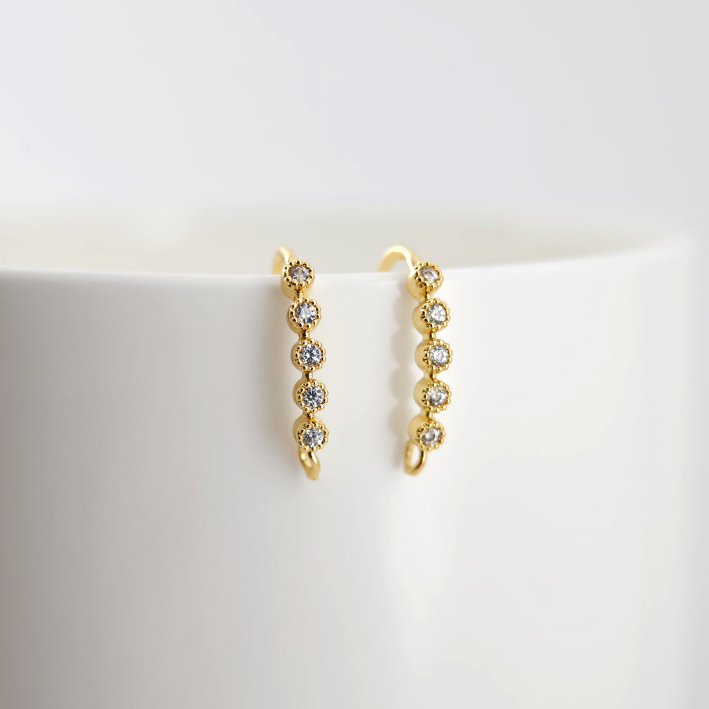 18K Gold Plated Ear Wires, Cubic Pave Earring Hooks, Nickel Free, Fish Hooks, Ear Wires for Jewelry Making D0144