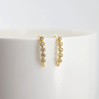 18K Gold Plated Ear Wires, Cubic Pave Earring Hooks, Nickel Free, Fish Hooks, Ear Wires for Jewelry Making D0144