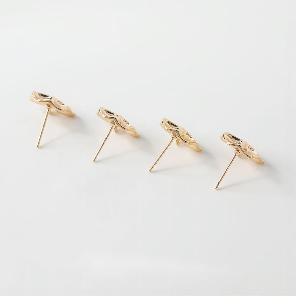 قرط ذو سطح محدب غير منتظم مع حلقة، أقراط من الذهب عيار 14 قيراطًا وفضة S925 خالية من النيكل، نتائج قرط مضادة للحساسية GE046