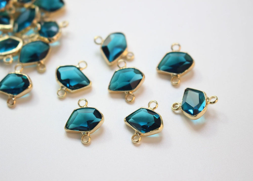 10pcs Irregular Shape Crystal Connector, Glass Connector, Glass Pendant, 18K Gold Plated, Jewelry Findings ZZ006