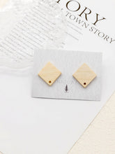 تحميل الصورة إلى عارض المعرض، أقراط خشبية مكونة من 4 قطع، أقراط خشبية مربعة للنساء، مصنوعة من خشب الدردار المعاد تدويره، خالية من النيكل، أقراط هندسية مميزة JT904