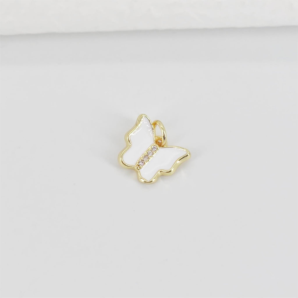 Enamel Butterfly Dangle Pendants, 18K Gold Plated Enamel Butterfly Pendant, Earring Making Charm, Jewelry Findings S20787