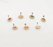 Load image into Gallery viewer, Crystal Pave CZ Beads, 7 Colors Crystal, Oval Shape, 18K Gold Plated Beads, Bracelet Necklace Making Charms, Jewelry Findings S20358