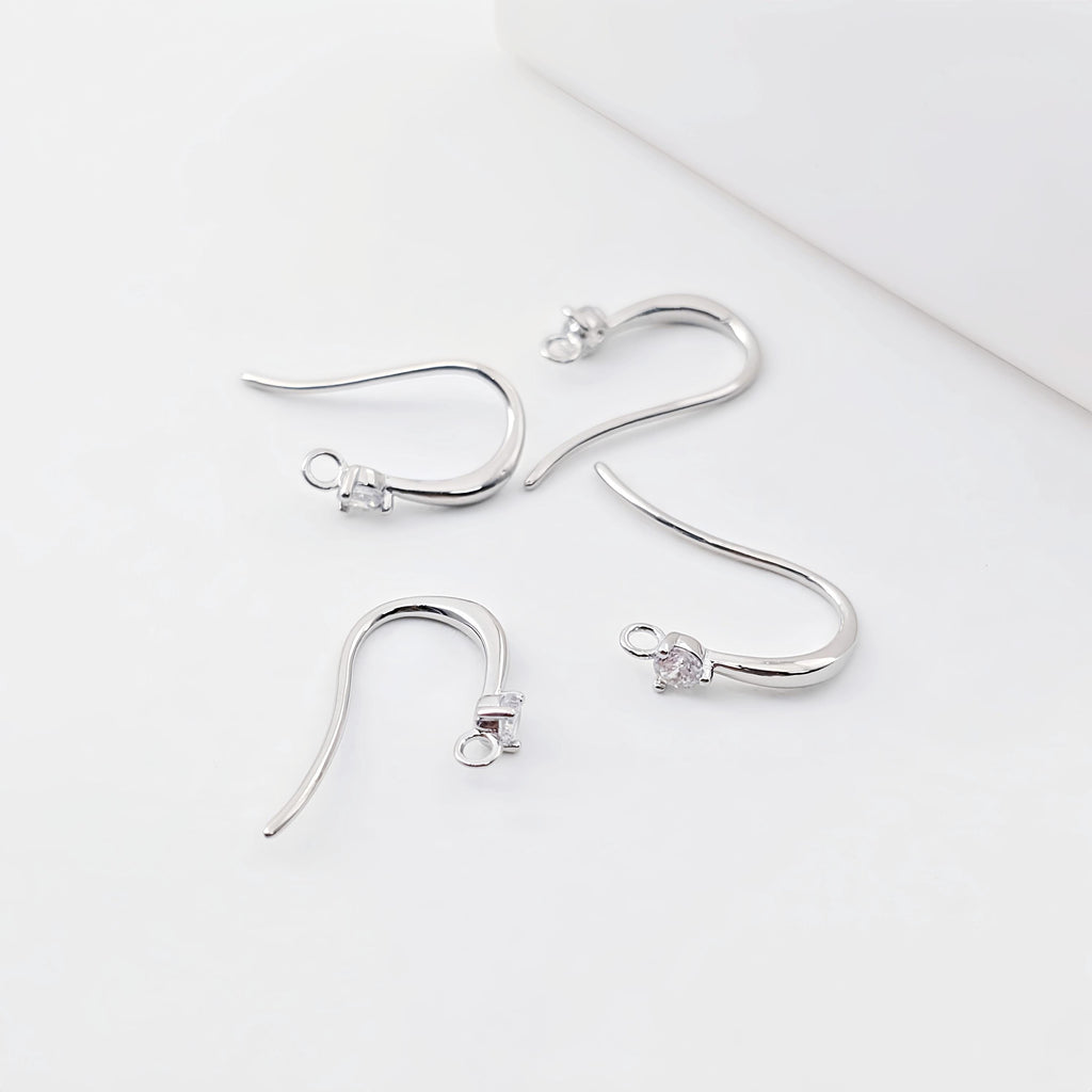 Alambres para aretes chapados en oro de 14 quilates, ganchos para aretes con pavé cúbico, sin níquel, ganchos para pez, alambres para aretes para hacer joyas ZX296