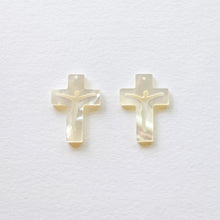 Load image into Gallery viewer, Cross White Mother-of-Pearl, MOP Shell Pendant, Cutout White Nacre, Shell Charm, Mother of Pearl Jewelry Making Findings RY002