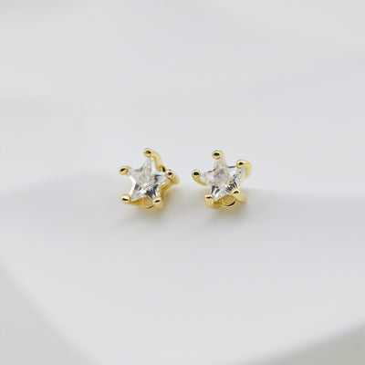18K Gold Post, Star CZ Pave, 9*9.3mm, Stud Earring Nickel Free, Hypoallergenic Earring Findings D0248
