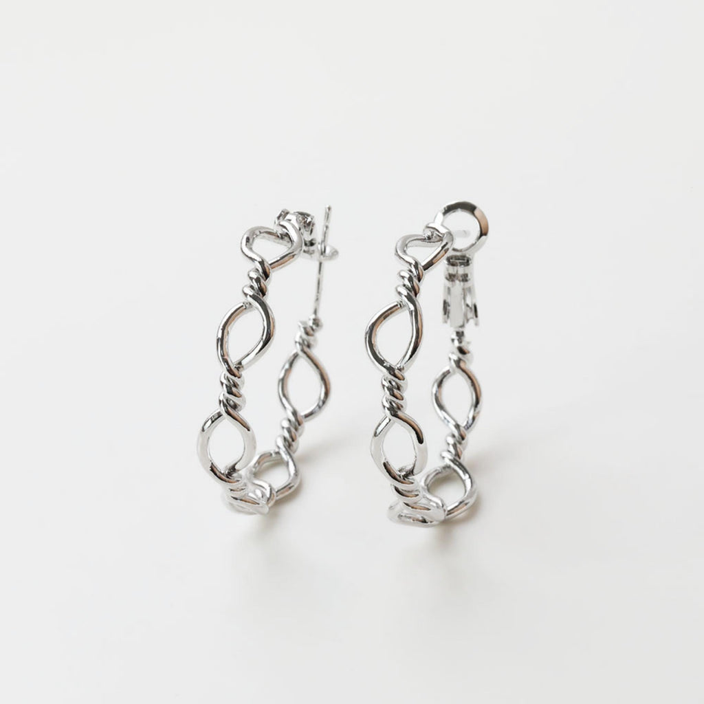 Twisted Hoop Earrings, 14K Gold/Silver Plated Brass, 30mm, Nickel Free Earrings, Shiny Gold Hoop Ear Stud GZ727