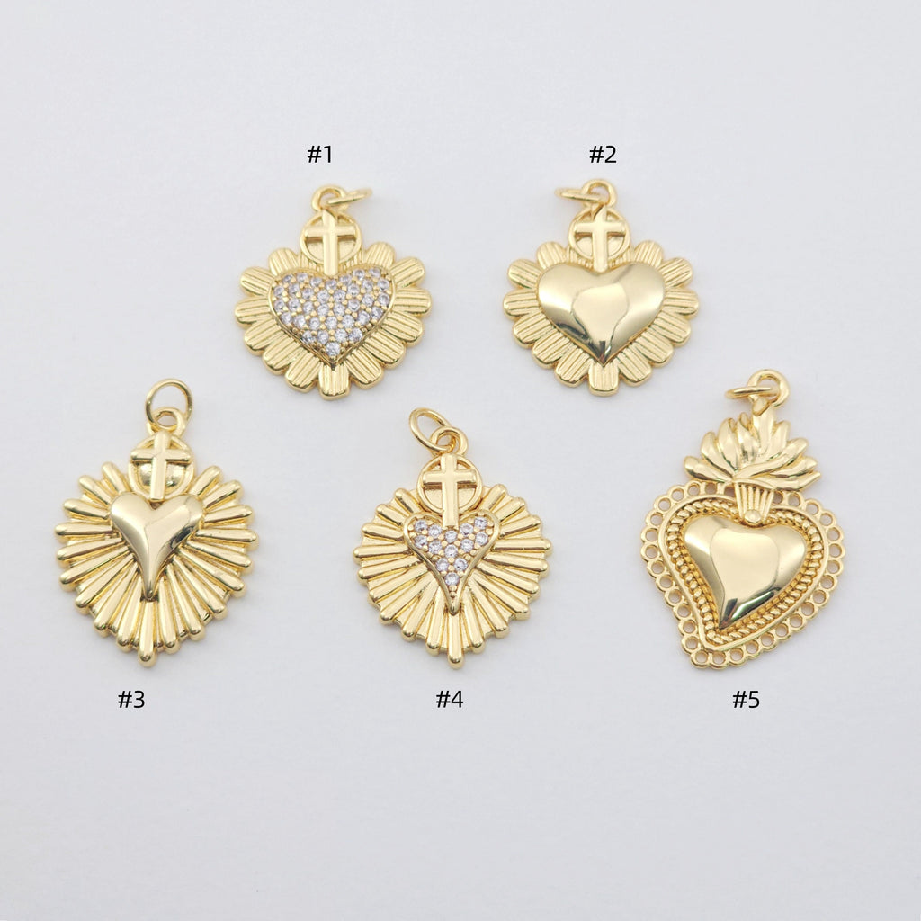 Cubic Heart Charms, 18K Gold Plated CZ Pave Love Charms, Bracelet Necklace Making Pendants, Jewelry Findings S1140