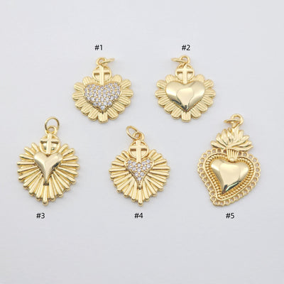 Cubic Heart Charms, 18K Gold Plated CZ Pave Love Charms, Bracelet Necklace Making Pendants, Jewelry Findings S1140