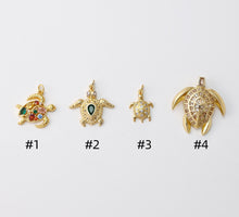 Load image into Gallery viewer, Sea Turtles Charm, 14K Gold Plated Cubic Micro CZ Pave Charms, Marine life Pendant for Necklace Jewelry Findings S20745
