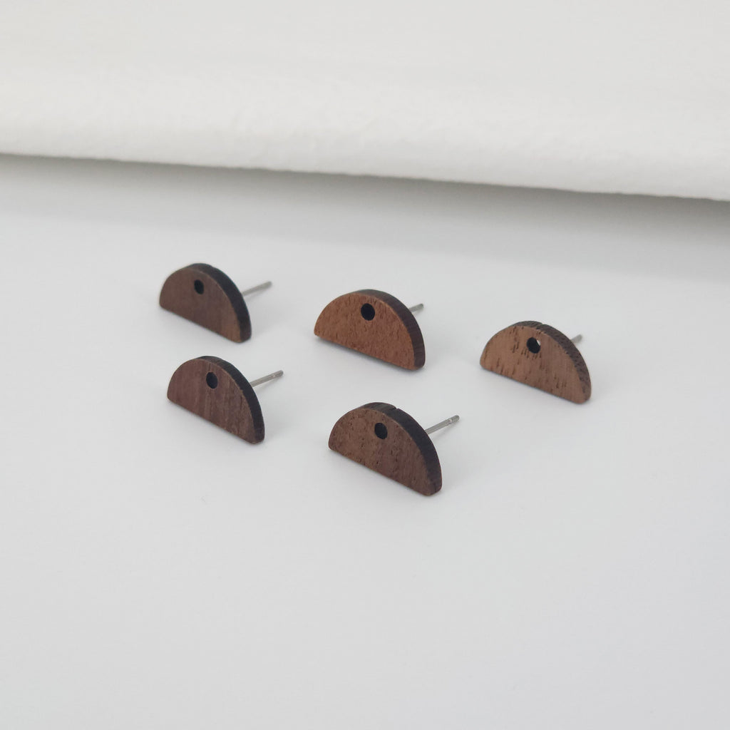 أقراط خشبية من 4 قطع، أقراط خشبية نصف دائرية للنساء، مصنوعة من خشب الجوز المُعاد تدويره، خالية من النيكل، أقراط هندسية مميزة، رقم المنتج JT973