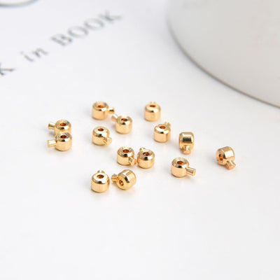 20pcs 18K Gold Plated Crimp End Beads, Cord ends, Bead Ends 3.2mm, hole 1mm, Jewellery Making Findings ZZ005-ZX7049