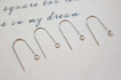 Long Ear Hooks, 14K Gold Earring Earring findings with loop, 24x14mm, Fish Hooks, Ear Wires for Jewelry Making GT069