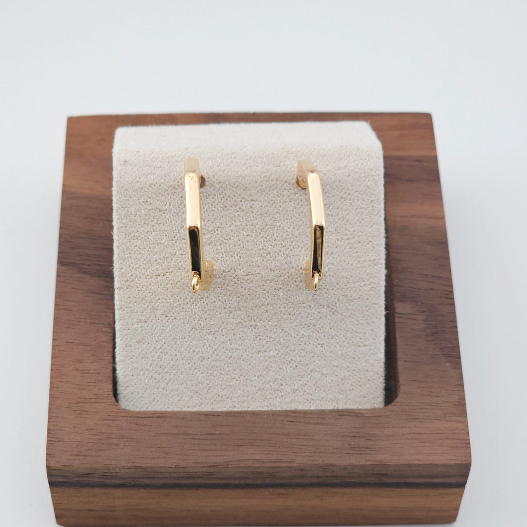 Pendientes en forma de C con aro, oro y plata de 18 quilates, sin níquel, con aro, hipoalergénicos, ZX200