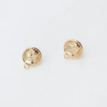 Load image into Gallery viewer, 10pcs 14K Gold Round Post With Loop, Lady Stud Earring Nickel Free, 14.5mm, Hypoallergenic Earring Findings ZX118