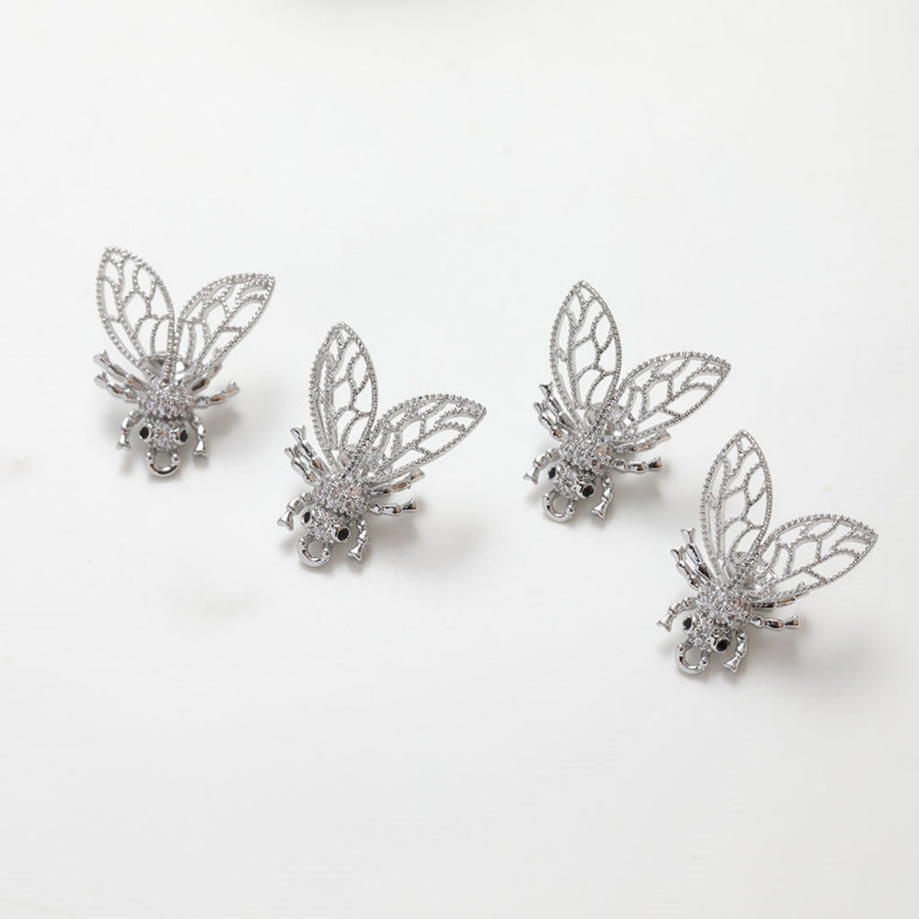 Bee Pendant Setting, 14k Gold/Silver Plated, Tail Pendant Setting For Jewelry Making, Half Drilled Pearl Mounts GZ233