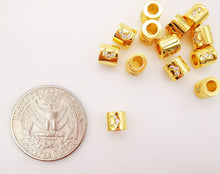 Load image into Gallery viewer, 10PCS 6mm Moon Star Tube Spacer Beads, Micro Pave Symbols Large Hole Cubic Beads, 18K Gold Plated, Bracelet Making Jewelry Finding S240