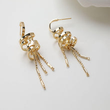 Load image into Gallery viewer, Designed Irregular Tassel Stud Post Earrings, 14K Gold Plated/Silver Tassel Earring GZ751