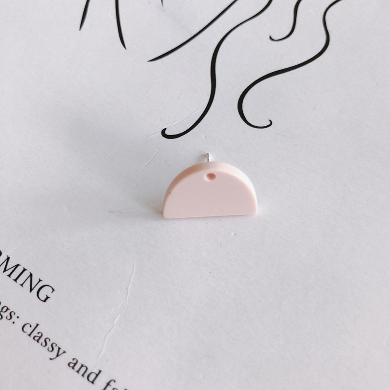 10PCS Acrylic Semi Circle Earring Findings, 5 Colors You Choose, S925 Silver Ear Stick, Nickel Free, Earring Finding MY025