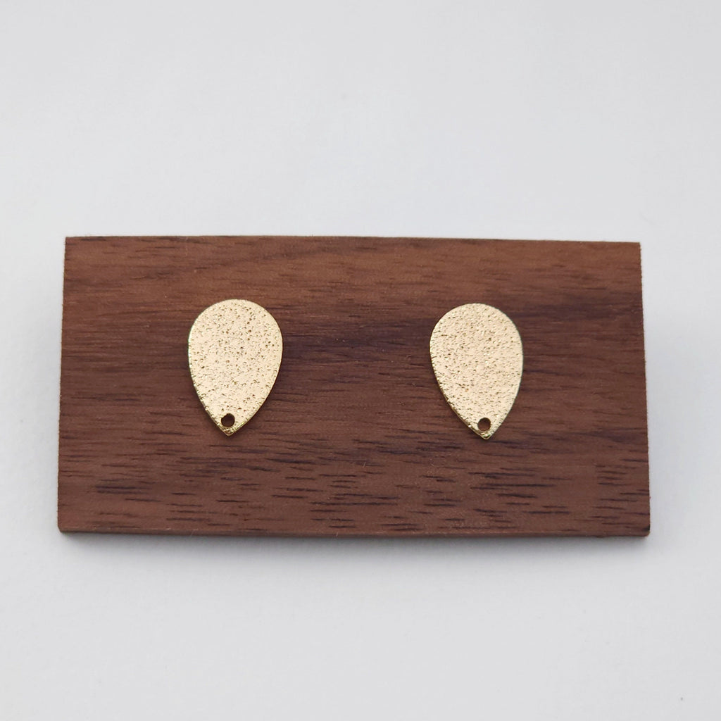 10pcs 18K Gold Teardrop Post With Loop, Frosted Surface Earrings Stud Nickel Free, Hypoallergenic Earring Findings ZX183