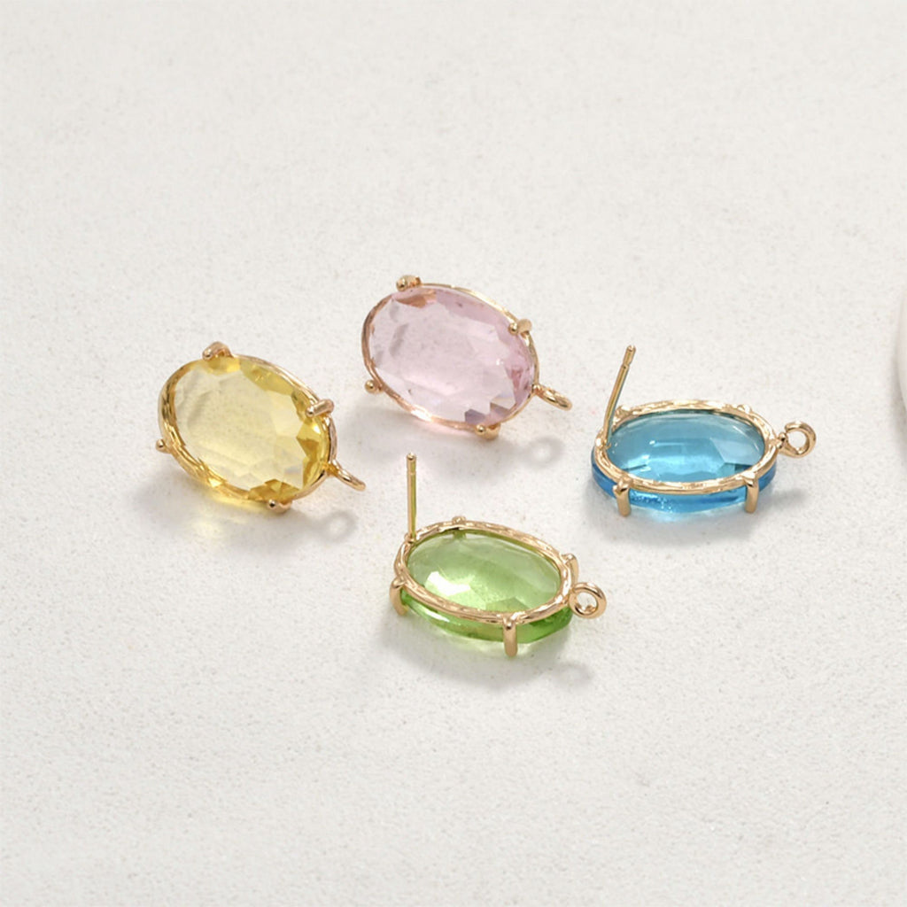 Poste para aretes ovalado con aro, aretes de plata S925 sin níquel, aretes con gemas de cristal, accesorios hipoalergénicos LL149