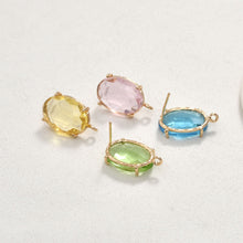 Cargar imagen en el visor de la galería, Poste para aretes ovalado con aro, aretes de plata S925 sin níquel, aretes con gemas de cristal, accesorios hipoalergénicos LL149