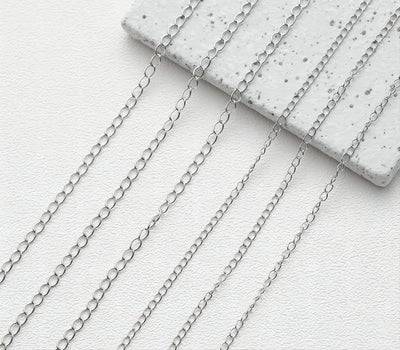 Silver Plated Cable Chain, 2.5mm, 3mm in Flat, Necklace Link Chain, Unfinished Chain, Hypoallergenic, Necklace Making Findings GT006