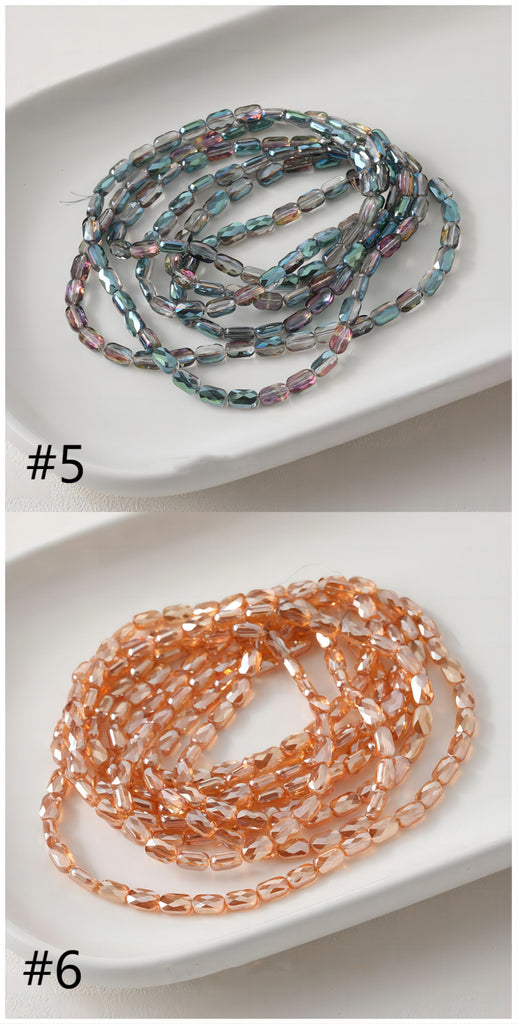 Rectangular Glass Beads, 6.4*4.1mm, Crystal Glass Loose Beads for Jewelry Making, DIY Beads Finding GZ544