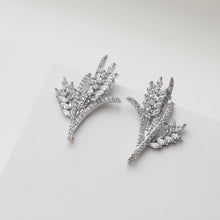 Load image into Gallery viewer, Wheat Earring Post With Loop, S925 Silver Ear Pin, Nickel Free Earrings, CZ Pave Ear Stud, Hypoallergenic Earring Findings GE118