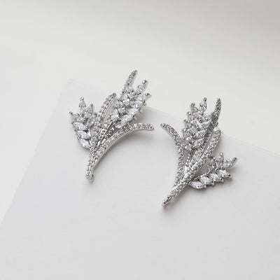 Wheat Earring Post With Loop, S925 Silver Ear Pin, Nickel Free Earrings, CZ Pave Ear Stud, Hypoallergenic Earring Findings GE118