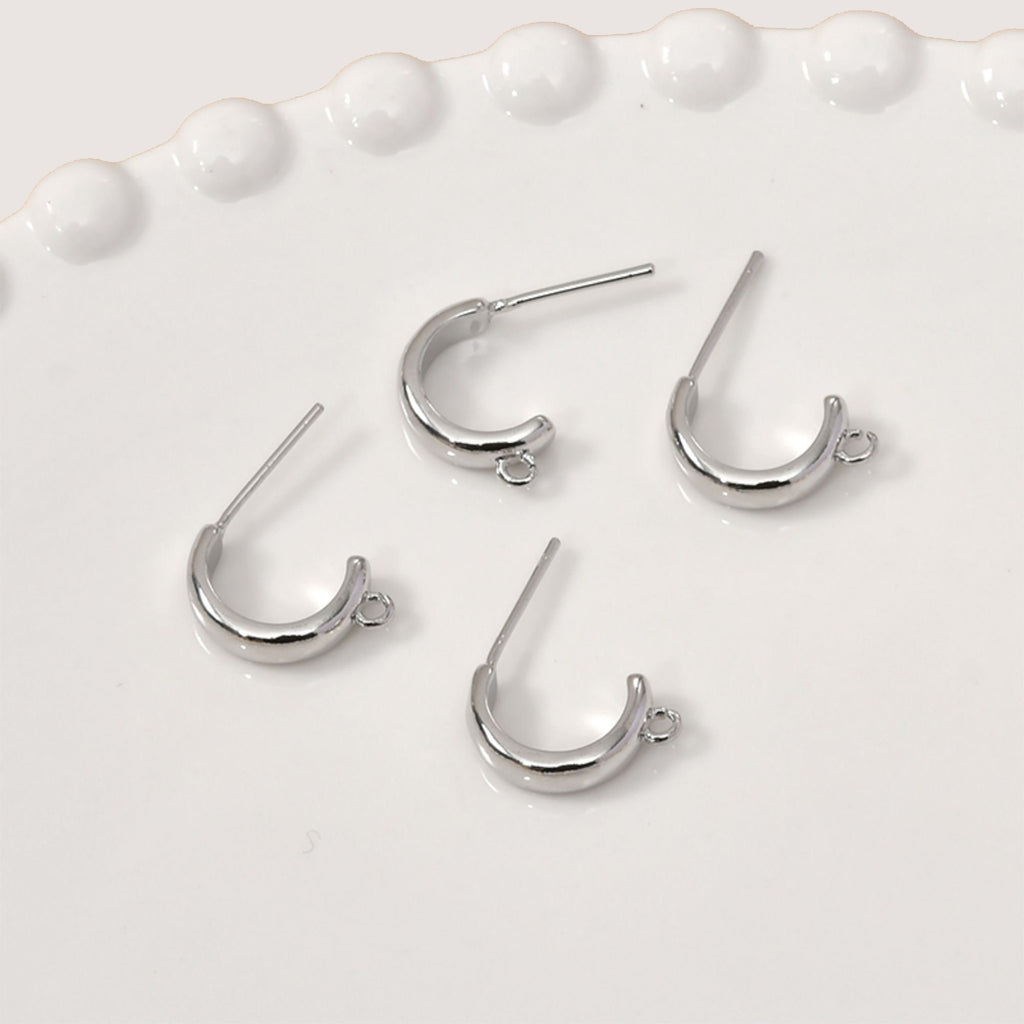 C Shape Earrings Post With Loop, 14K Gold, S925 Silver Ear Pin Nickel Free Earrings, Ear Stud, Hypoallergenic Earring Findings YL006-D0153