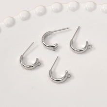 Load image into Gallery viewer, C Shape Earrings Post With Loop, 14K Gold, S925 Silver Ear Pin Nickel Free Earrings, Ear Stud, Hypoallergenic Earring Findings YL006-D0153
