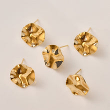 Load image into Gallery viewer, Round Pleats Earring Post, S925 Silver Pin, 14K Gold/Silver Plated, Nickel Free Earrings, Irregular Shape Ear Stud with Loop LL238