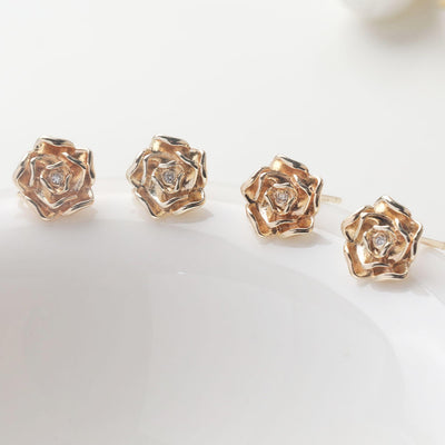 Flower Earring Post with loop, 14K Gold/Silver, S925 Silver Pin Nickel Free Earrings, Flora Ear Stud with Loop GZ754