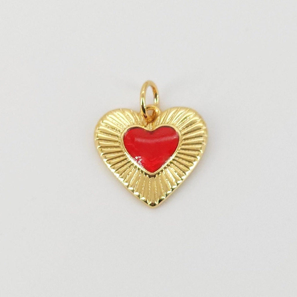 Enamel Heart Charm, 18K Gold Plated Heart Pendant, 10mm, Necklace Bracelet Making Pendant S20720
