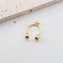Load image into Gallery viewer, Gold Earphone Pendant, Rugby balls, Airplanes, Hearts, Hammered Pieces Pendant, 18K Gold Plated, Jewelry Findings S1276