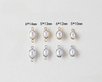 10pcs- 14K Gold Plated Oval Pendant, ABS Resin Pearl Connector, Nickel Free, Pearl Connectors, DIY Jewelry Making Findings GZ670