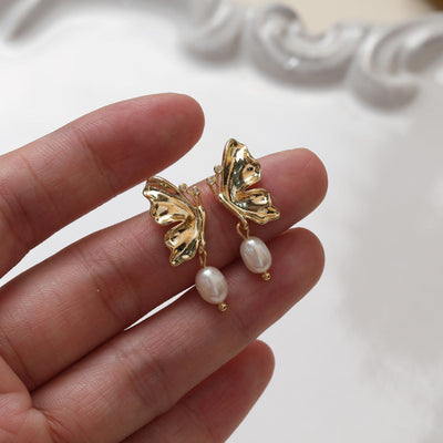 Pendiente de mariposa, pasador de plata S925, sin níquel, pendientes de botón, chapado en oro de 14 quilates, accesorio BB124