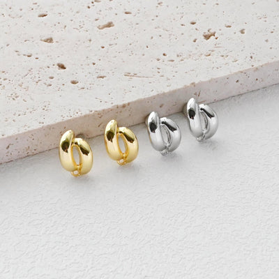 C Shape Ear Post, Nickel Free, S925 Silver Pin, 14*9.6mm, 18K Gold Plated Stud Earring Finding D0441