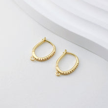 Load image into Gallery viewer, Ellipsoid CZ Pave Earring Hoop, Gold Plated Huggie Hoop Earring with Loop, Huggie Hoop DIY Earring  Findings,Handmade Earring Supplies D0097