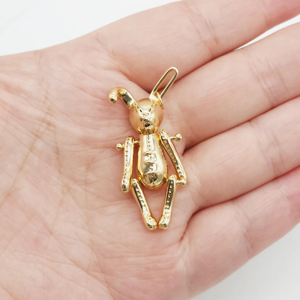 حُلي أرنب ثلاثية الأبعاد، قلادة أرنب مطلية بالذهب/الفضة عيار 18 قيراطًا، 42 مم، قلادة حيوان، حُلي قلادة، قطع مجوهرات S20355