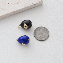 Cargar imagen en el visor de la galería, Colgante de huevo jumbo esmaltado 3D, huevo de mal de ojo, huevo azul oscuro, huevo negro, chapado en oro de 18 quilates, colgante para pulsera, collar, accesorios de joyería S1300
