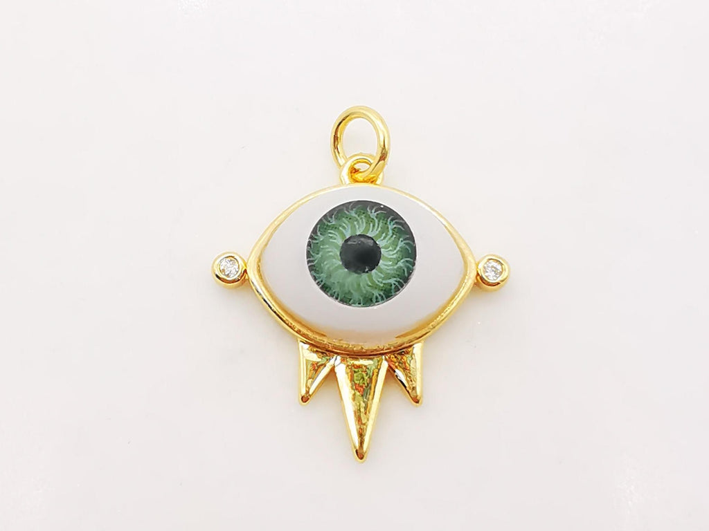 Evil Eye Charm, 18K Gold Plated Evil's Eye Pendant, 20x20mm, Bracelet Necklace Earring Making Charm, Jewelry Findings S911