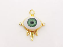 Load image into Gallery viewer, Evil Eye Charm, 18K Gold Plated Evil&#39;s Eye Pendant, 20x20mm, Bracelet Necklace Earring Making Charm, Jewelry Findings S911