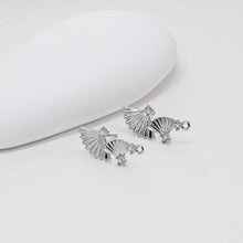 Load image into Gallery viewer, Fan-shaped Post Earrings, S925 Silver pin, 18k Gold Plated Sector Earring Post with Loop, Earring Findings, Handmade Earring Supplies D0398