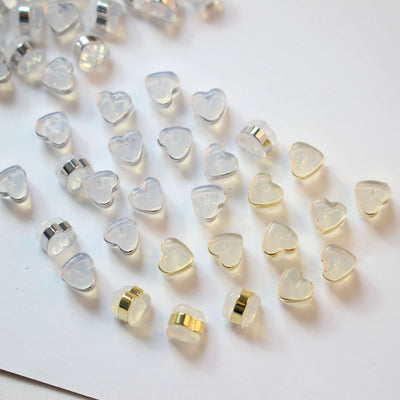 20PCS Heart Ear Nuts, Gold Plated Earring Backs, Rubber Earring Stoppers, Wholesale Earring Findings ZZ023-ZX7045