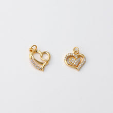 Load image into Gallery viewer, Cubic Heart Charms, 18K Gold Plated CZ Pave Love Charms, Bracelet Necklace Making Pendants, Jewelry Findings S20819