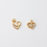Cubic Heart Charms, 18K Gold Plated CZ Pave Love Charms, Bracelet Necklace Making Pendants, Jewelry Findings S20819
