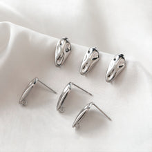 Load image into Gallery viewer, Irregular Stone Ear Post With Loop, S925 Silver Ear Pin Nickel Free Earrings, Gold Ear Stud, Hypoallergenic Earring Findings JJ016-ZX7001