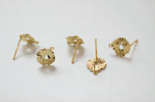 Cargar imagen en el visor de la galería, 10 pendientes redondos plisados ​​calados con aro, dorados/plateados, de plata S925, sin níquel, hipoalergénicos, JJ011